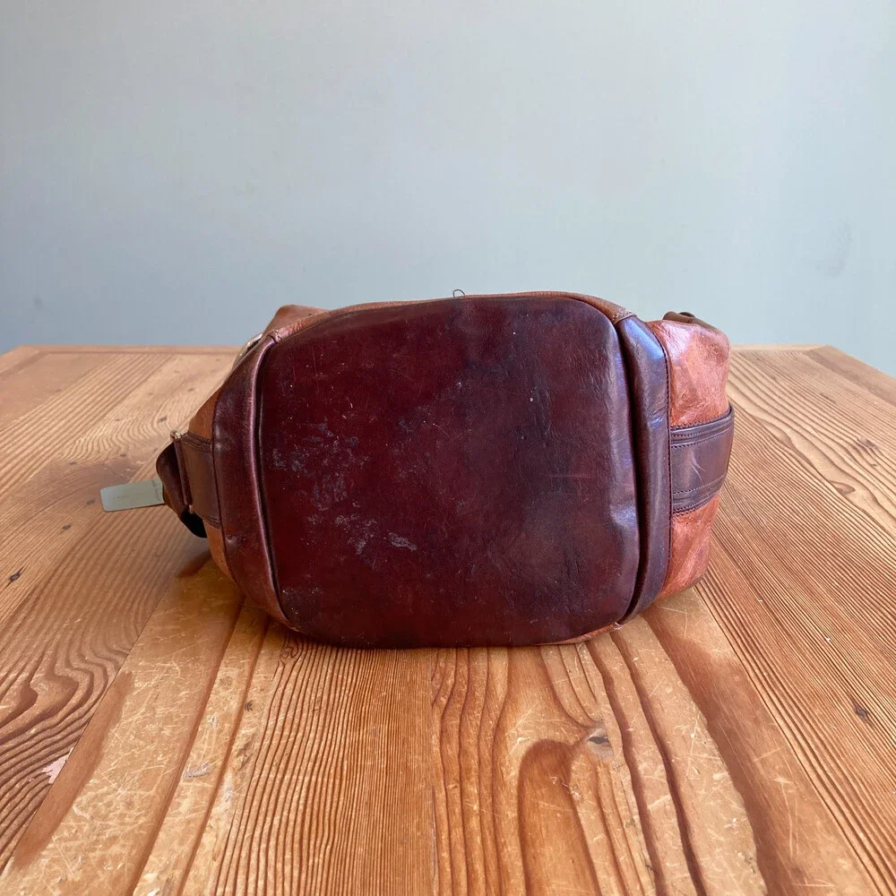 Marino Orlandi Brown Leather Slouchy Convertible Backpack Bag - 0811SS